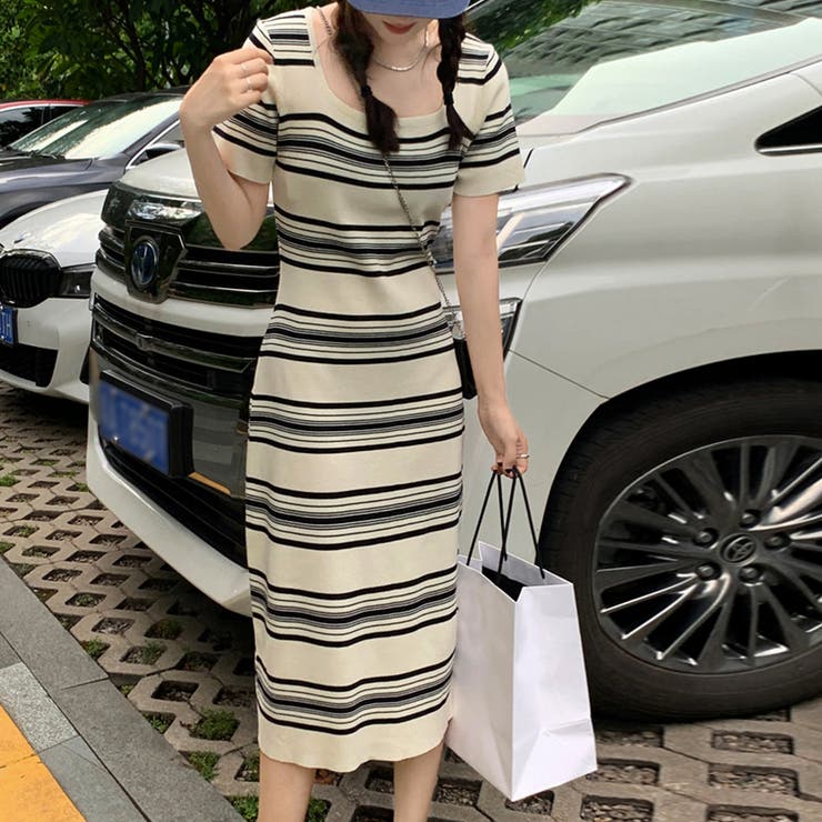 ベージュ | ワンピース ボーダー柄ニットワンピース | SUNSHINE CLOSET