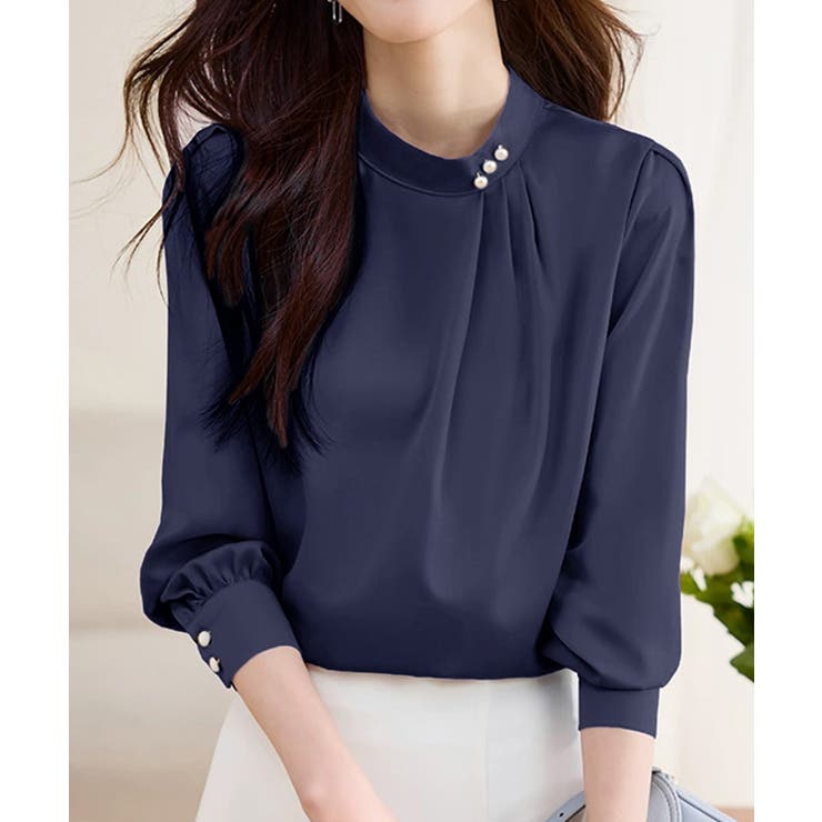 ネイビー | ブラウスフォーマル レディース 長袖上品 | Miniministore
