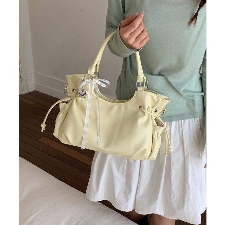 ライトイエロー | レディース 韓国風斜め掛け鞄 ドロストバッグ | SUNSHINE CLOSET
