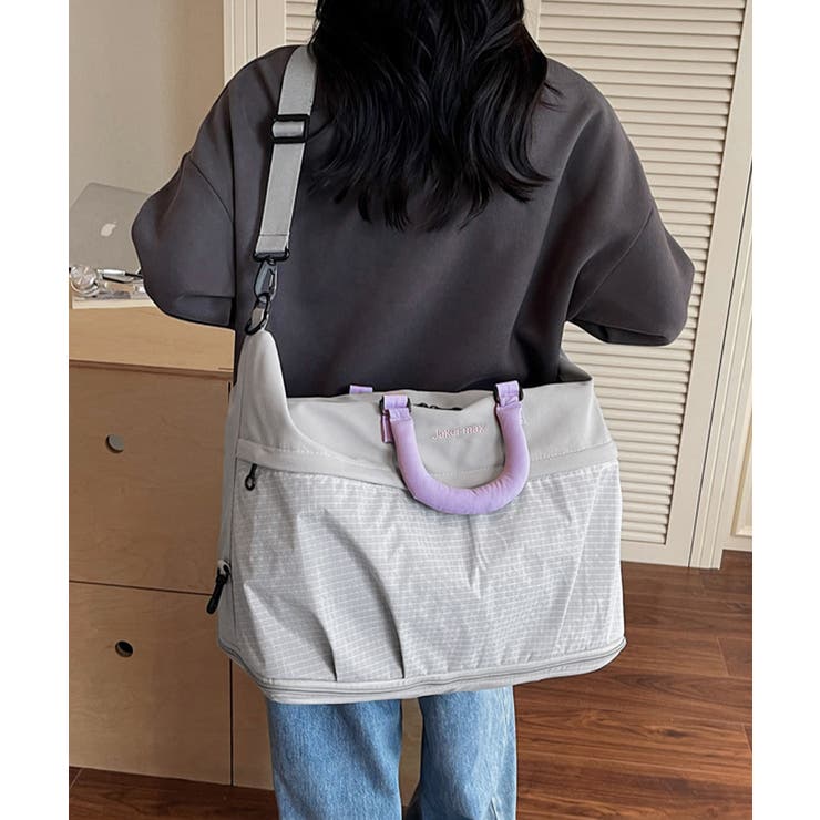 グレー | 大容量ボストンバッグ 旅行キャリーオン鞄 | Miniministore