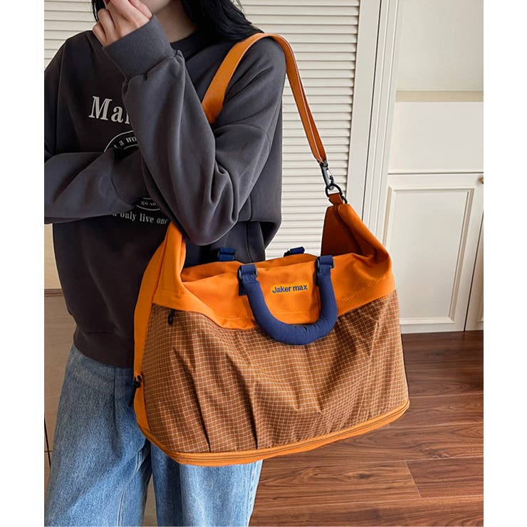 オレンジ | 大容量ボストンバッグ 旅行キャリーオン鞄 | Miniministore