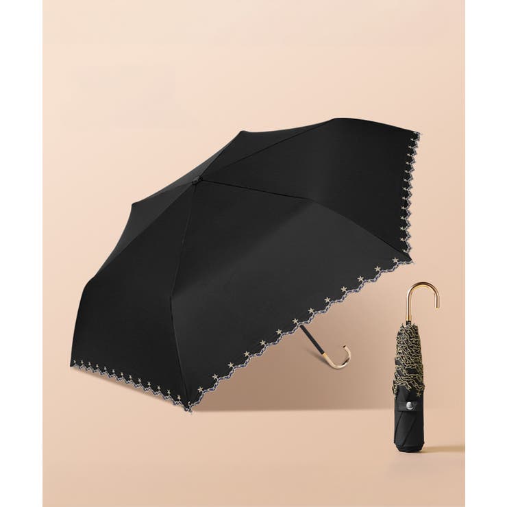 ブラック | 折りたたみ傘 収納袋付き 軽量晴雨兼用傘 | Miniministore