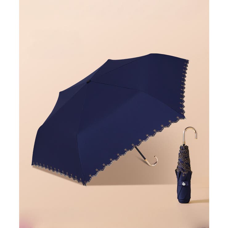 ネイビー | 折りたたみ傘 収納袋付き 軽量晴雨兼用傘 | Miniministore