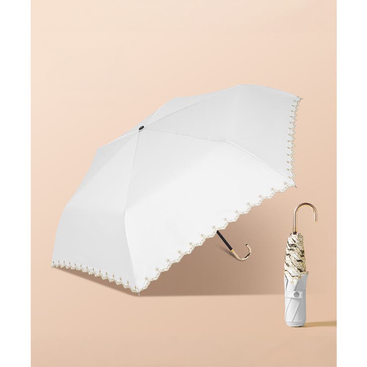 オフホワイト | 折りたたみ傘 収納袋付き 軽量晴雨兼用傘 | Miniministore