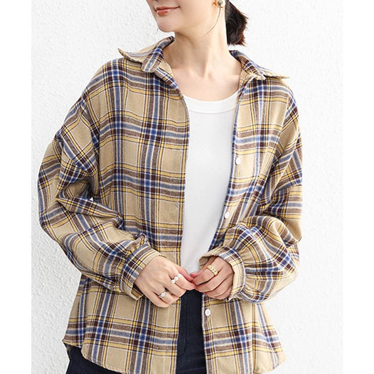 シャツ ブラウス チェック柄シャツ 長袖[品番：II000011307