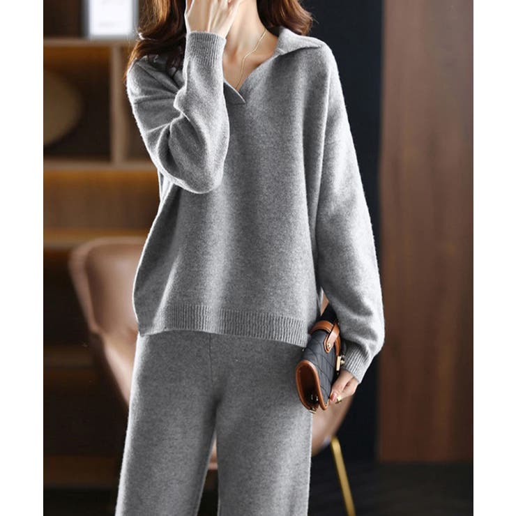 グレー | セットアップニット レディース 秋冬韓国 | SUNSHINE CLOSET