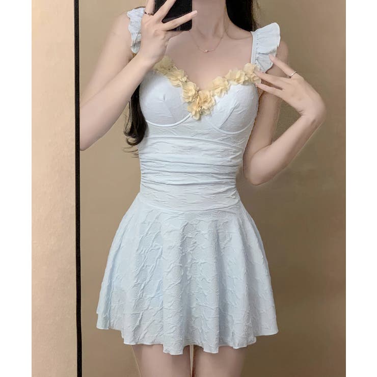 ブルー系1（ワンピース風） | ワンピース水着 モノキニ水着 2type | Miniministore
