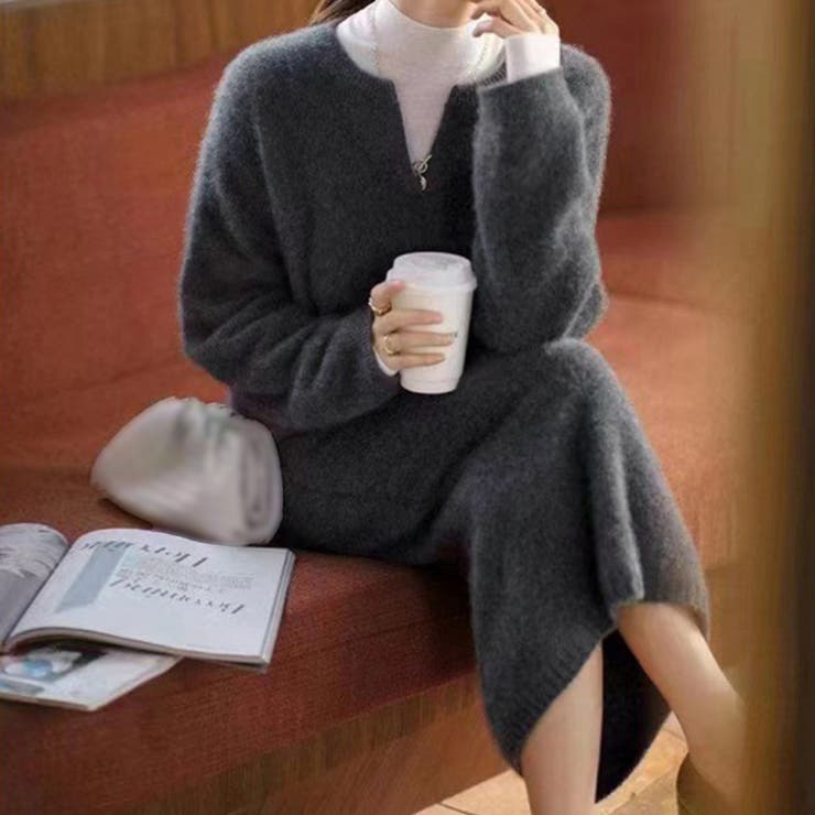 ダークグレー | こなれ感 ニットセットアップ 上品韓国風 | Miniministore