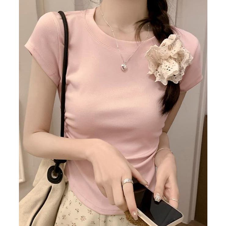 トップス saya SLY tシャツ FRONT ZIP GATHER TOPS フロントジップ ギャザー