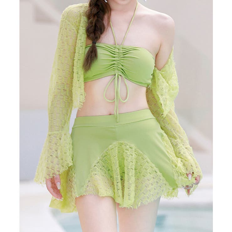 mizuasobi sheer top&bottom グリーン　チェック mizuasobi sheer top&bottom グリーン チェック Sheer Top