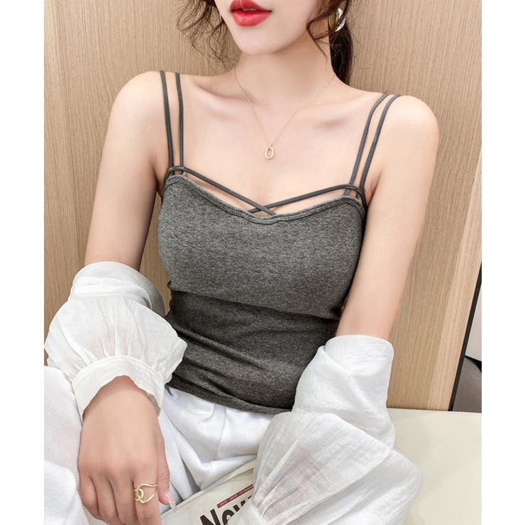 ダークグレー | カップ付きキャミソール ダブルストラップ | SUNSHINE CLOSET