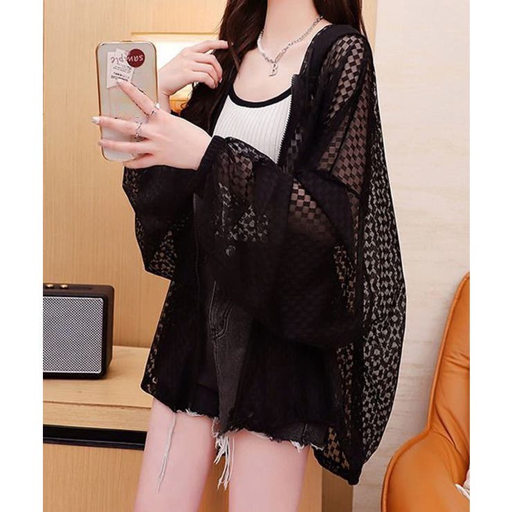 ブラック | シアーシャツ レディース 夏カーディガン | Miniministore