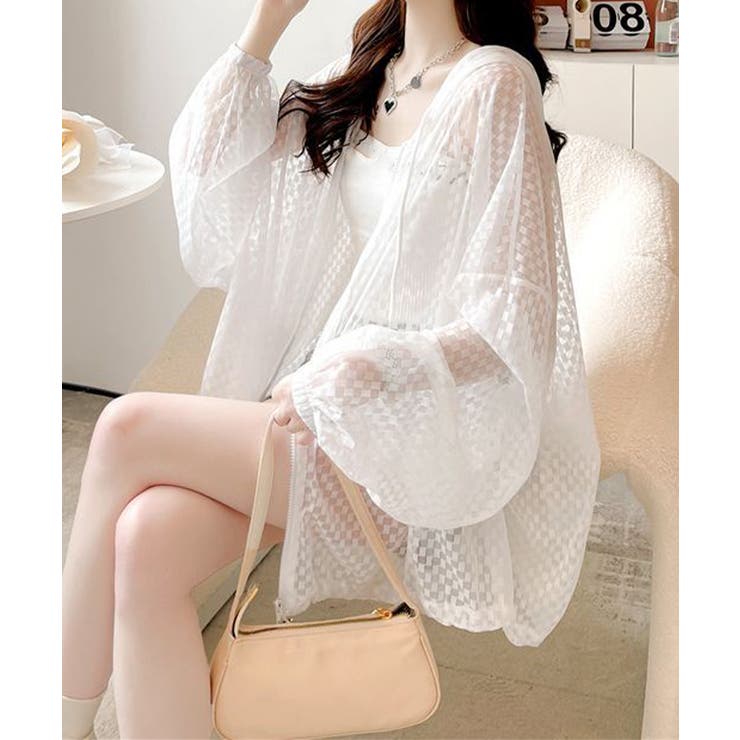 ホワイト | シアーシャツ レディース 夏カーディガン | Miniministore
