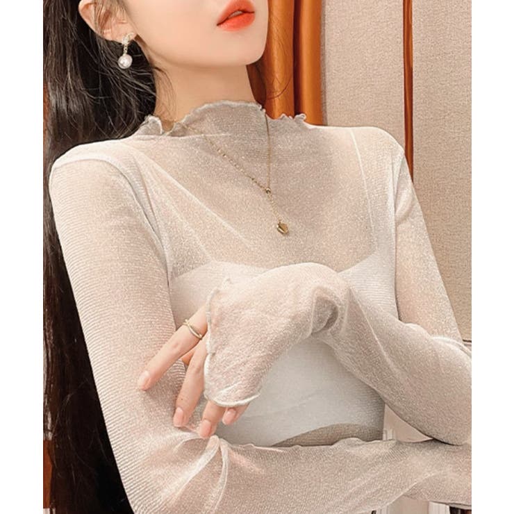 ホワイト | ラメ入り シースルートップス セクシー | Miniministore