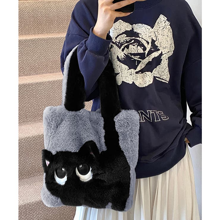 ファートートバッグ ふわふわ 猫柄鞄秋冬[品番:II000012131 ファートートバッグ ふわふわ 猫柄鞄秋冬[品番:II000012131