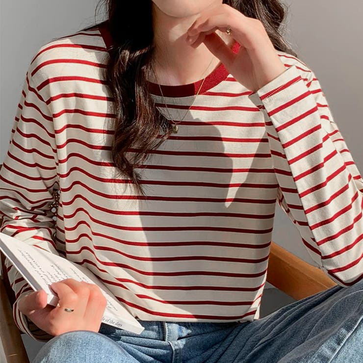 ボーダー柄tシャツ 長袖カットソー 春秋 | Miniministore | 詳細画像13 