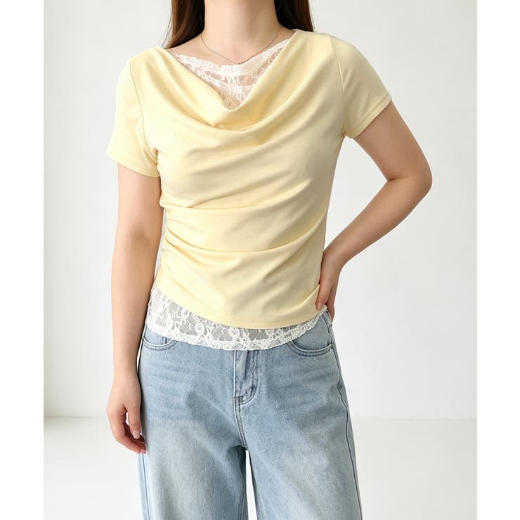 レースドッキングオフショルTシャツ 半袖 | Miniministore | 詳細画像10 