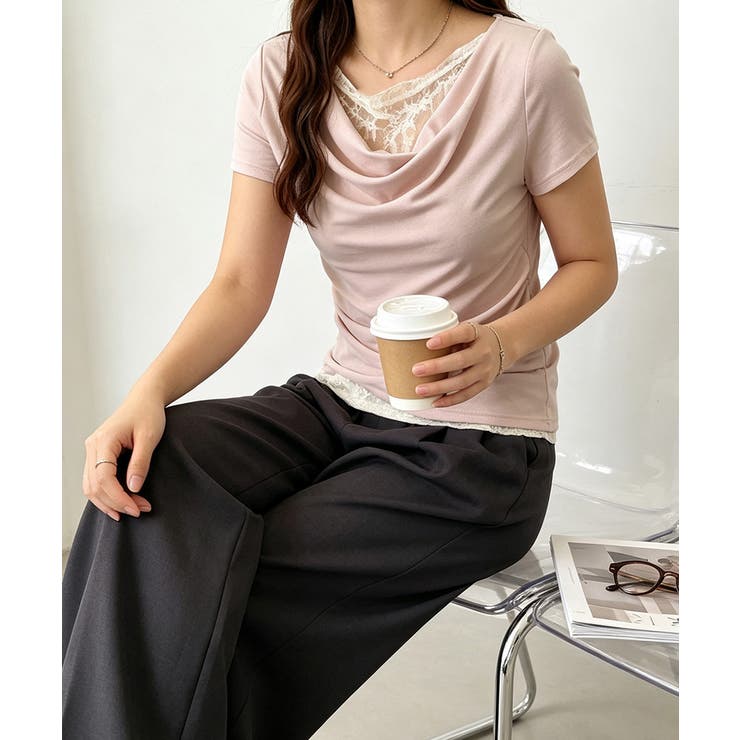 レースドッキングオフショルTシャツ 半袖 | Miniministore | 詳細画像16 