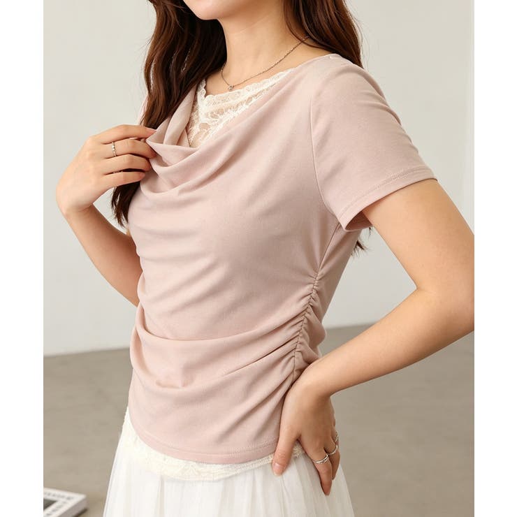 レースドッキングオフショルTシャツ 半袖 | Miniministore | 詳細画像25 