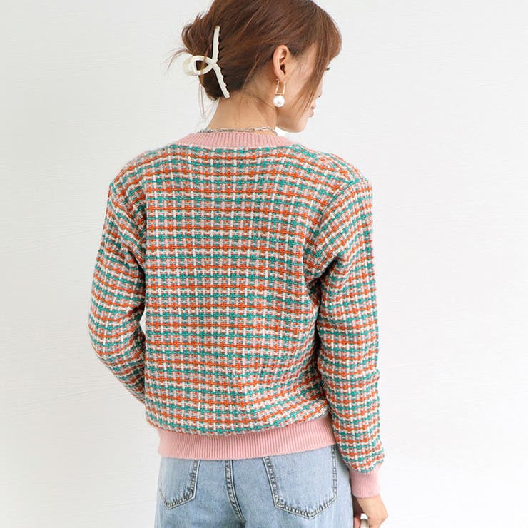 チェック柄 ニットカーディガン 春秋冬 | Miniministore | 詳細画像17 