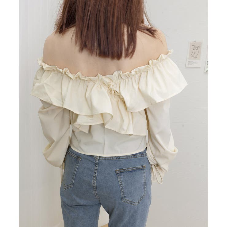 フリルブラウス オフショルブラウス 長袖[品番：II000012545