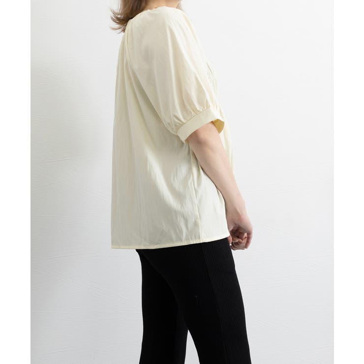 半袖シャツブラウス シャーリングトップス | Miniministore | 詳細画像13 