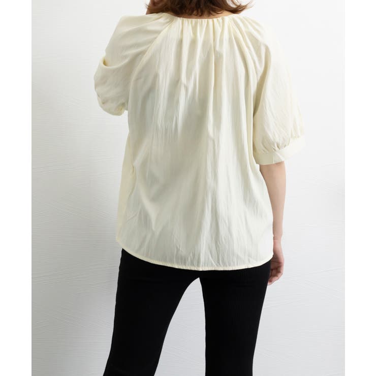 半袖シャツブラウス シャーリングトップス | Miniministore | 詳細画像14 