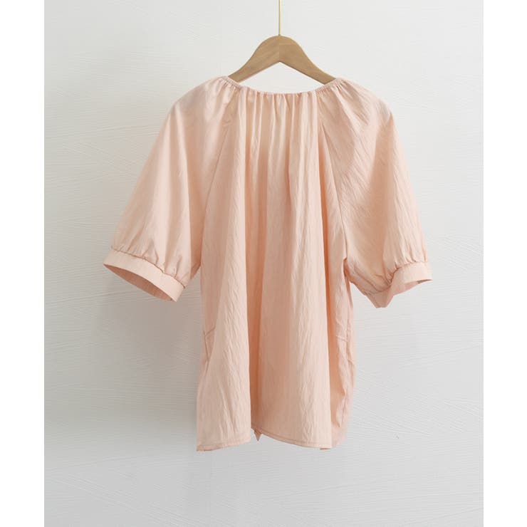 半袖シャツブラウス シャーリングトップス | Miniministore | 詳細画像16 