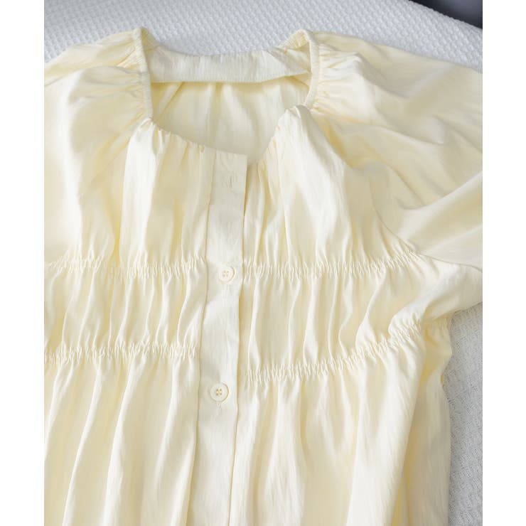 半袖シャツブラウス シャーリングトップス | Miniministore | 詳細画像18 