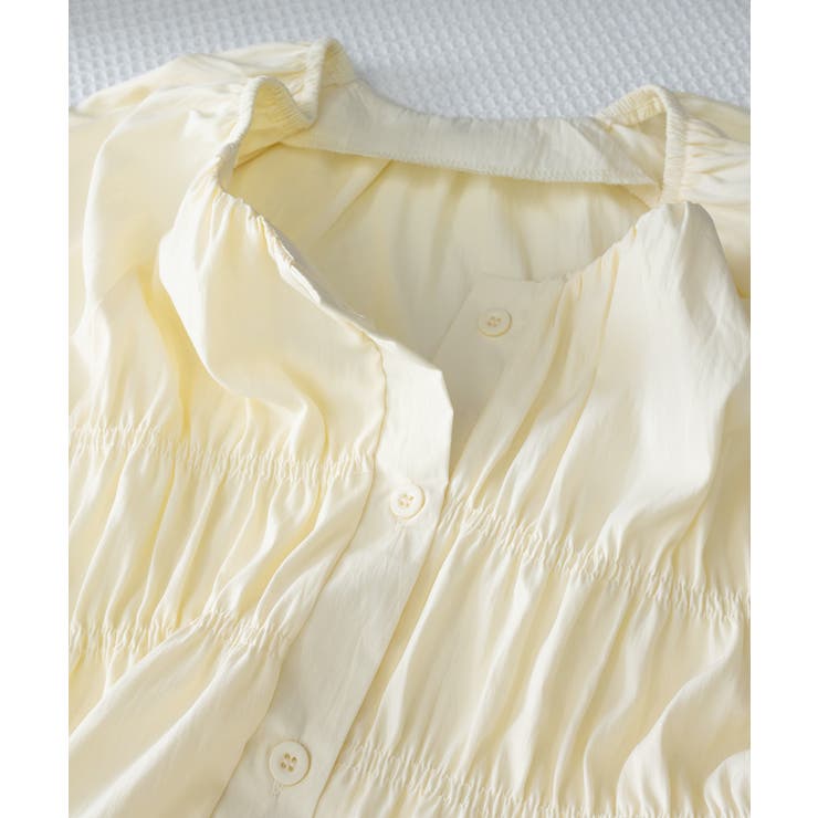 半袖シャツブラウス シャーリングトップス | Miniministore | 詳細画像19 