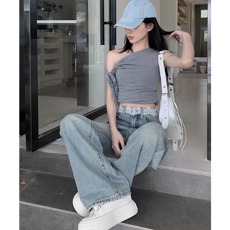 レースウエストデニムパンツビジューデニム | Miniministore | 詳細画像10 