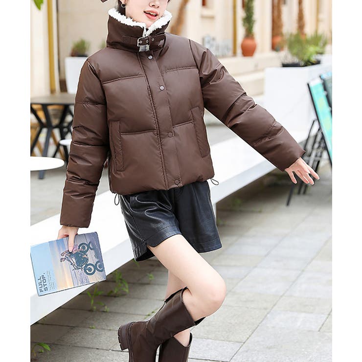 ボア襟エコダウンジャケット 中綿ブルゾン[品番：II000012170