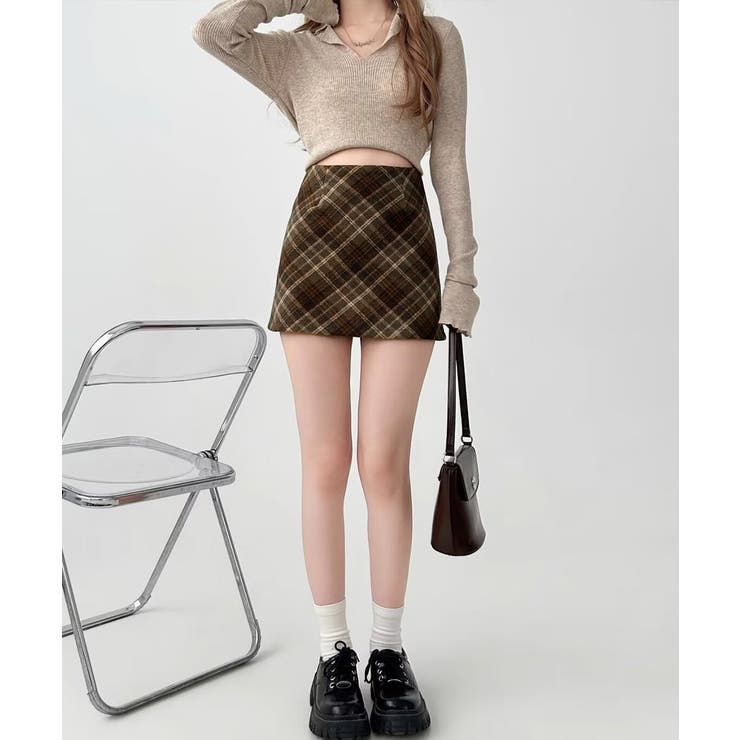 レトロチェック柄ミニスカートハイウエスト | Miniministore | 詳細画像3 