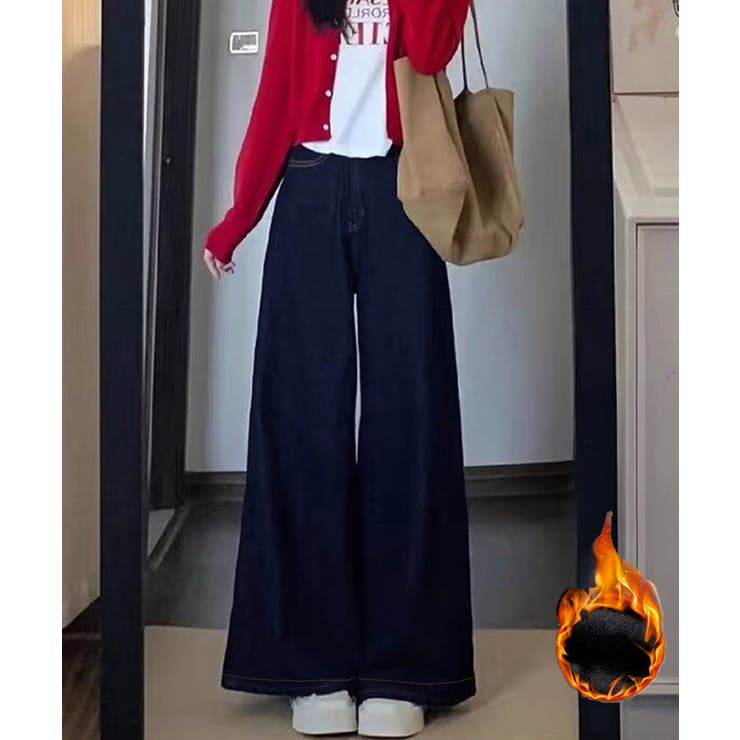 ワイドデニムパンツ 裏起毛 レディース冬 | Miniministore | 詳細画像1 