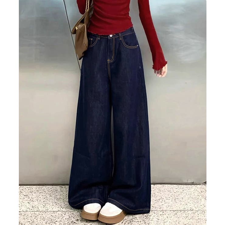 ワイドデニムパンツ 裏起毛 レディース冬 | Miniministore | 詳細画像11 