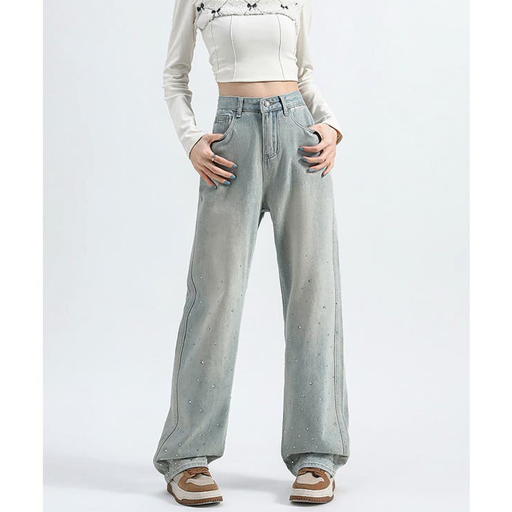 ラインストーン デニムパンツ レディース | Miniministore | 詳細画像2 