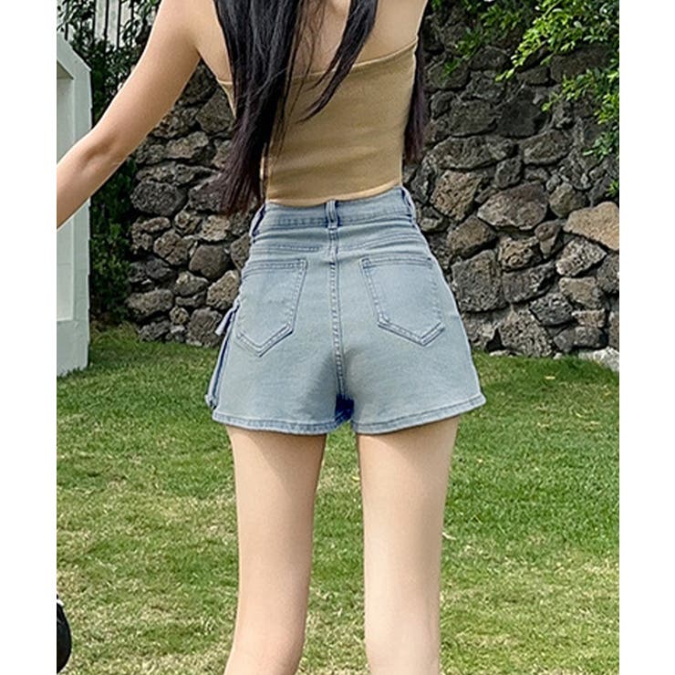 売れ筋がひ贈り物！ ラップスカート風デニムショートパンツ春夏[品番：II000012292 その他