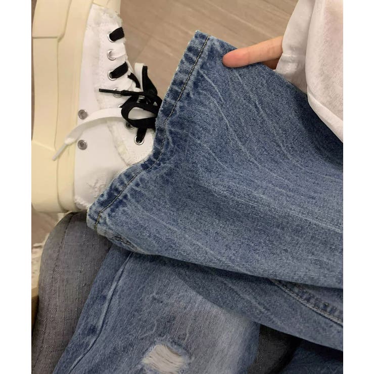 ダメージデニムパンツ ワイドレッグデニム | Miniministore | 詳細画像13 