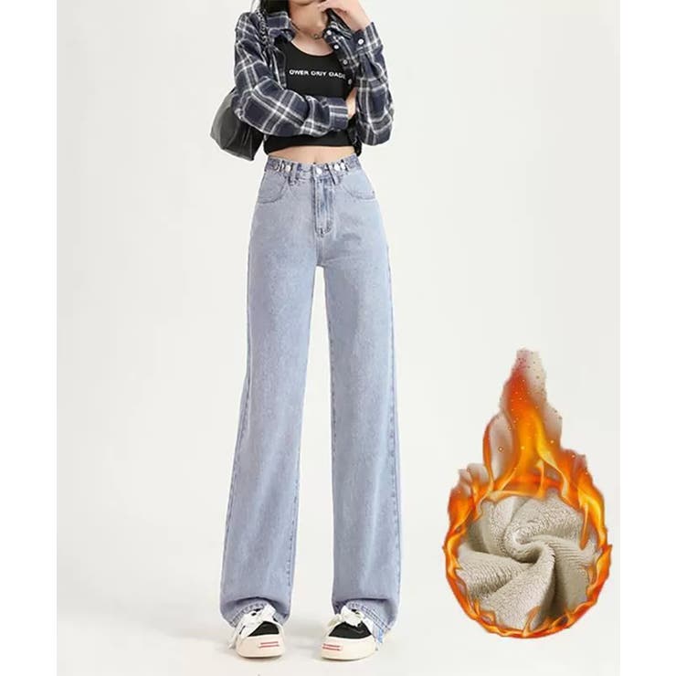 裏起毛デニムパンツウエスト調節ボタン付き | Miniministore | 詳細画像2 