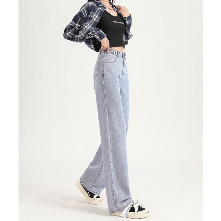 裏起毛デニムパンツウエスト調節ボタン付き | Miniministore | 詳細画像3 