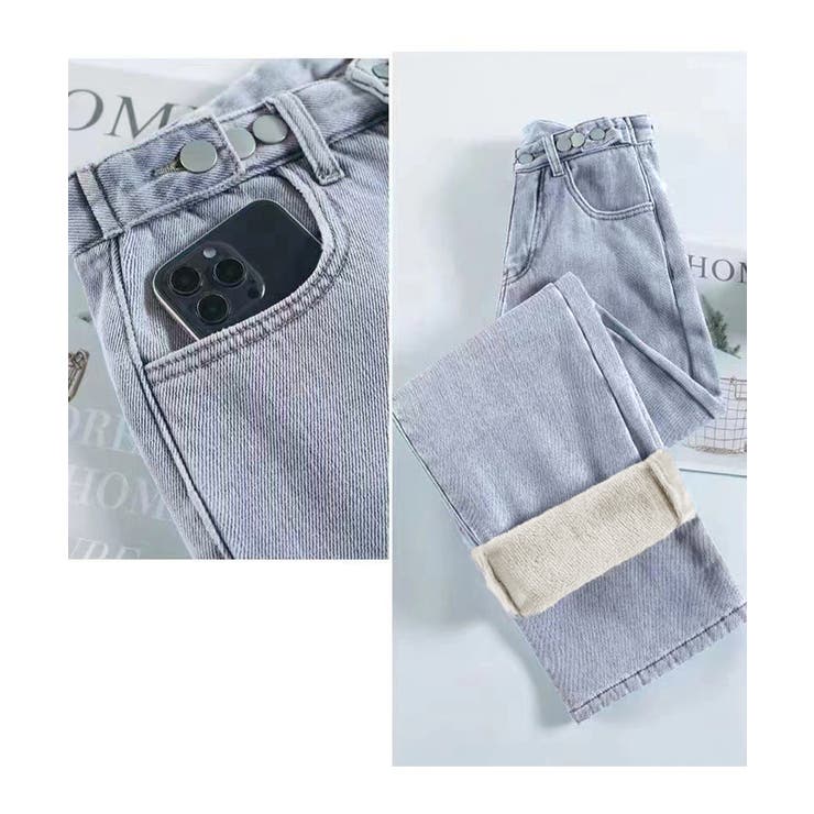 裏起毛デニムパンツウエスト調節ボタン付き | Miniministore | 詳細画像8 