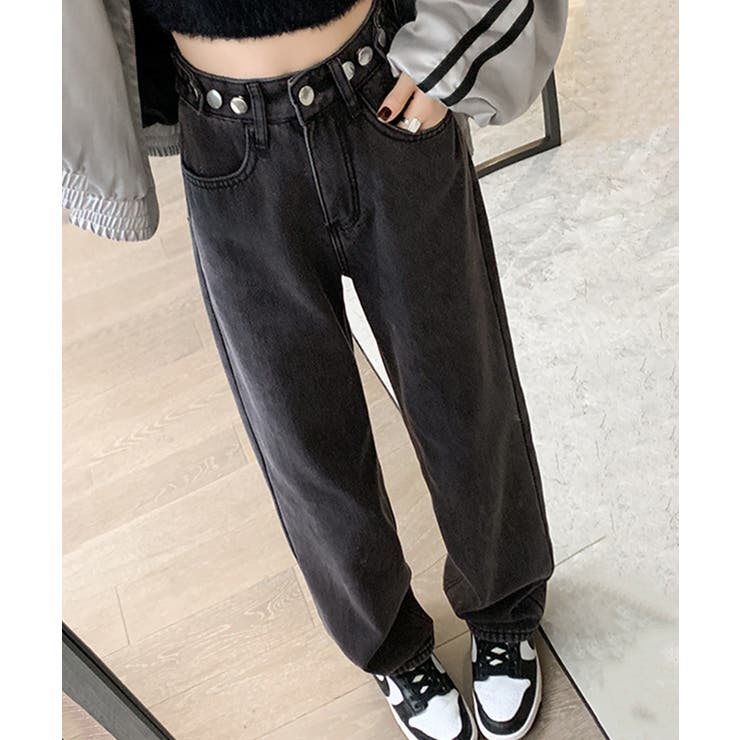 裏起毛デニムパンツウエスト調節ボタン付き | Miniministore | 詳細画像9 