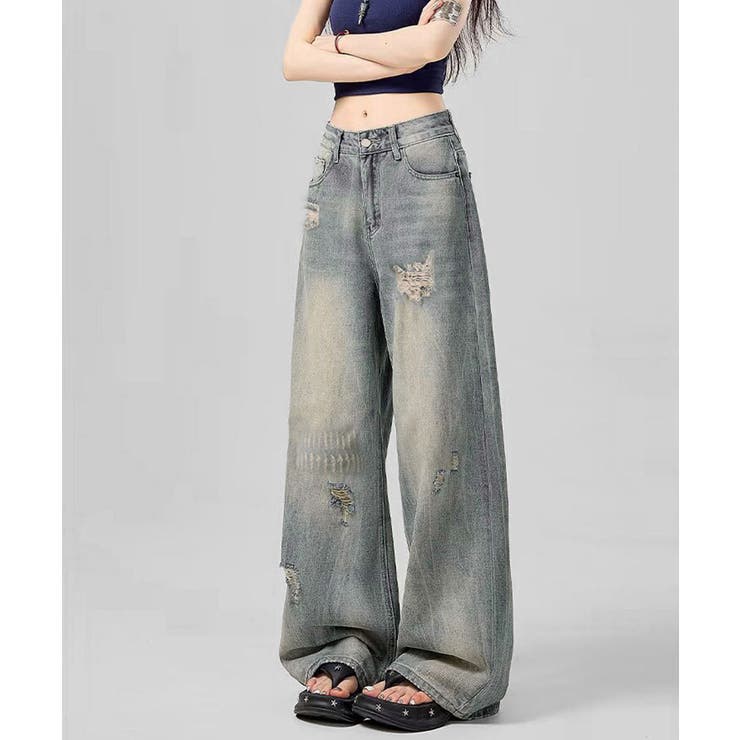 ダメージデニムパンツ レディースジーンズ | Miniministore | 詳細画像8 