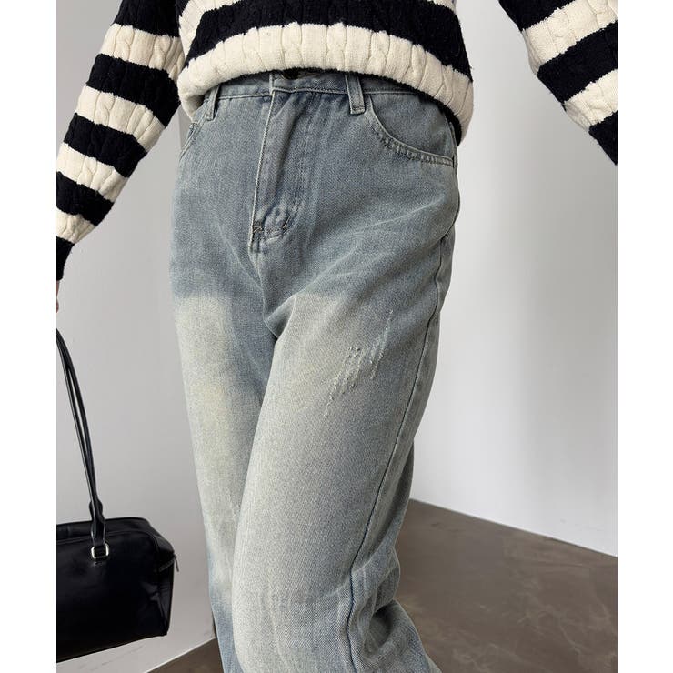 レトロ フレアデニムパンツ ローエッジ[品番：II000011477