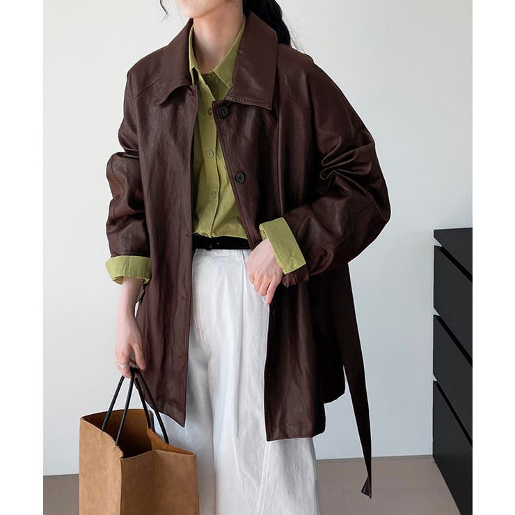 エコレザーロングジャケット韓国風アウター | Miniministore | 詳細画像11 