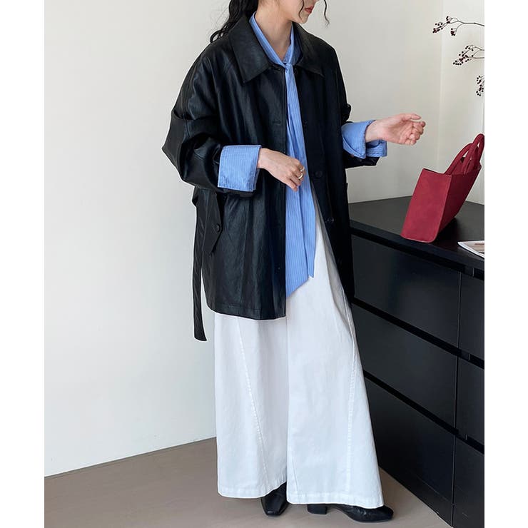 エコレザーロングジャケット韓国風アウター | Miniministore | 詳細画像18 