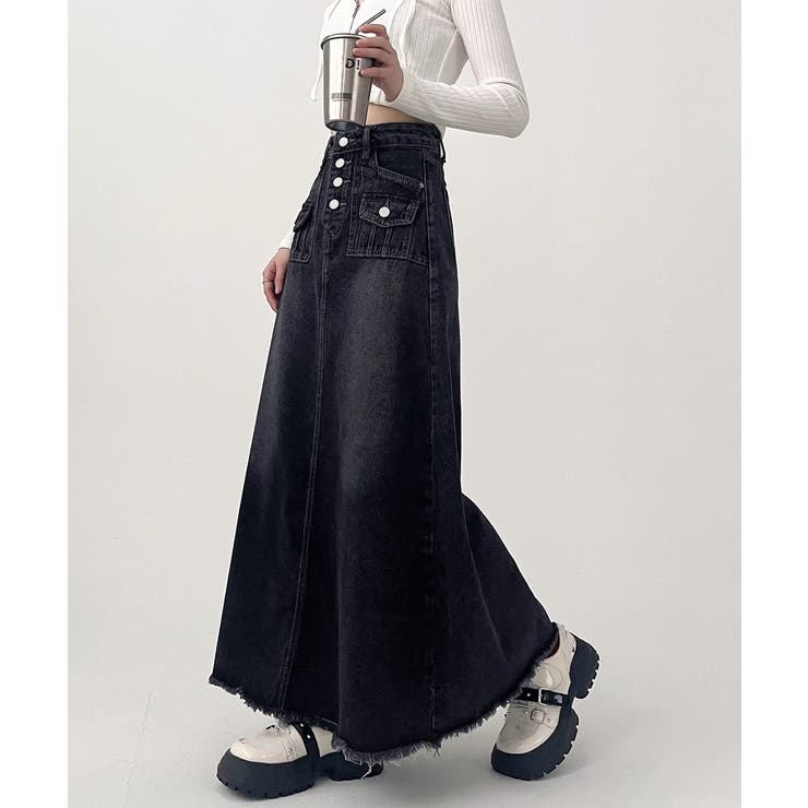 レトロデニムスカート ハイウエスト 韓国 | Miniministore | 詳細画像3 