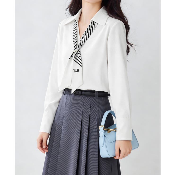 パール付きスカーフタイシャツブラウス上品 | Miniministore | 詳細画像11 