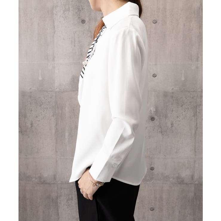 パール付きスカーフタイシャツブラウス上品 | Miniministore | 詳細画像18 