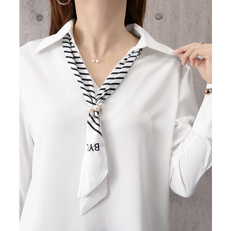 パール付きスカーフタイシャツブラウス上品 | Miniministore | 詳細画像20 